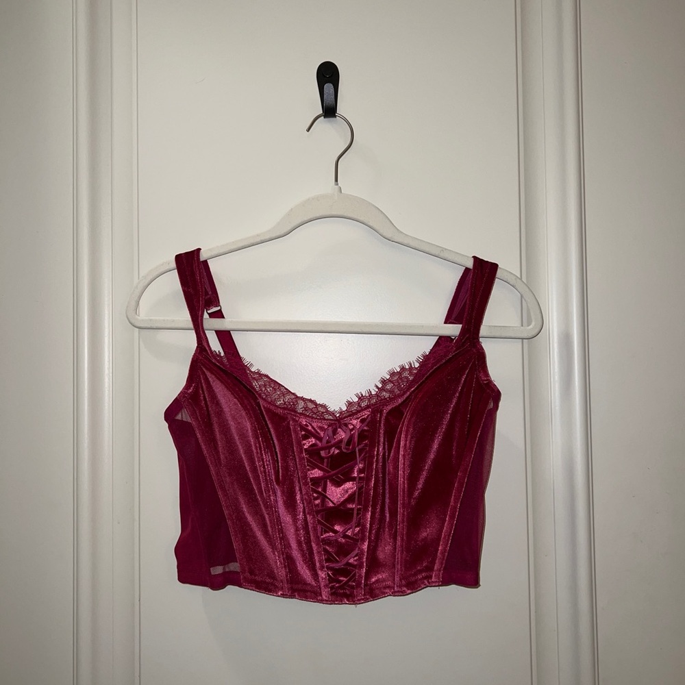 Victoria’s Secret Pink Velvet Corset Top, Large